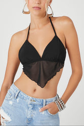 Mesh Open-Back Halter Top