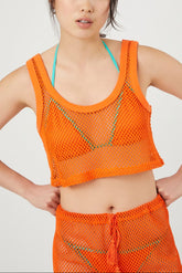 Sheer Netted Cropped Tank Top