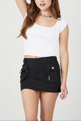 Twill Cargo Mini Skirt
