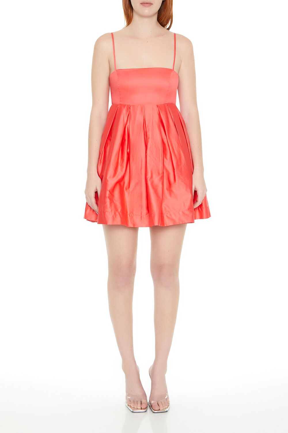 Fit & Flare Cami Mini Dress in Coral-swatch | Size: L by Bonton Fit & Flare Cami Mini Dress in Coral-swatch | Size: L by Bonton