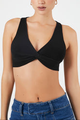 Sweater-Knit Twist-Front Crop Top