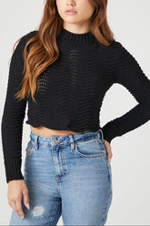 Cropped Open-Knit Sweater