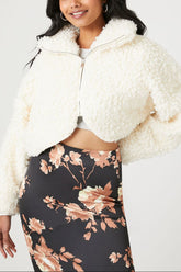 Faux Shearling Cropped Moto Jacket