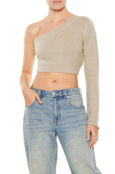 Sweater-Knit One-Shoulder Crop Top