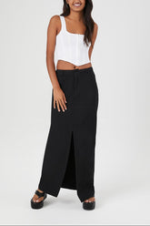 Twill Split-Hem Maxi Skirt