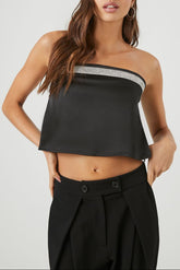 Rhinestone Strapless Crop Top