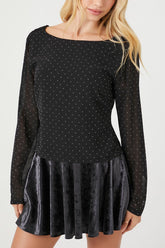 Rhinestone Cowl Back Long-Sleeve Top