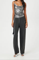 Faux Leather Cargo Ankle Pants