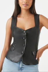 Sleeveless Faux Leather Top