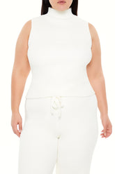 Plus Size Sweater-Knit Turtleneck Crop Top