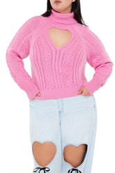 Plus Size Heart Cutout Sweater