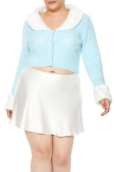 Plus Size Faux Fur Hello Kitty Cardigan Sweater