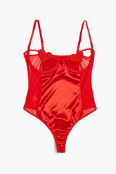 Plus Size Satin Heart Lingerie Bodysuit