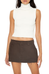 Sweater-Knit Turtleneck Crop Top
