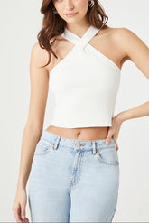 Sweater-Knit Crisscross Crop Top