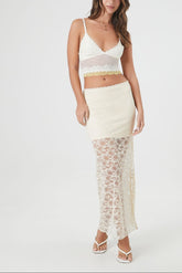 Lace Column Maxi Slit Skirt