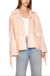 Fringe Faux Suede & Gem Jacket
