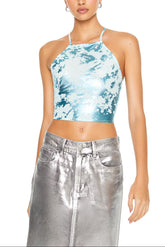 Metallic Burnout Tie-Back Cami