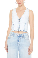 Cropped Bleach Wash Vest