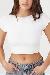 Seamless Lace-Trim Cropped Tee