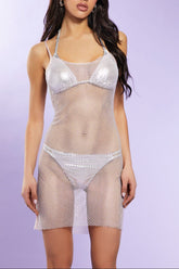 Rhinestone Fishnet Mini Dress