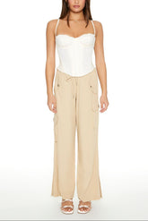 Drawstring Wide-Leg Cargo Pants
