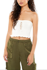 Sweater-Knit Ruffle Tube Top