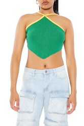 Sweater-Knit Halter Crop Top
