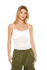 Mesh Lace-Trim Bow Cami