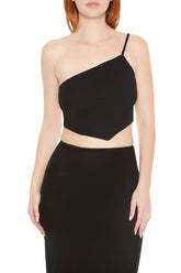 Textured One-Shoulder Crop Top