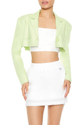 Cropped Peak Lapel Boxy Blazer