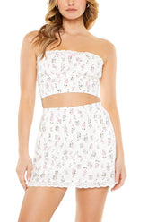 Crochet Lace Floral Print Tube Top