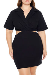 Plus Size Surplice Cutout Mini Dress