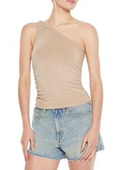 Ruched One-Shoulder Tank Top