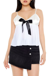 Satin Bow Flounce Cami