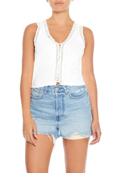 Ribbed Lace-Up Tank Top