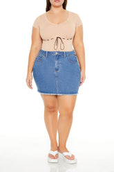 Plus Size Seamless Ribbon-Trim Bodysuit