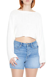 Cropped Split-Back Sweater