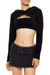 Hooded Cable Knit Shrug Sweater