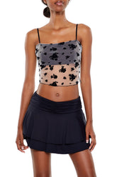 Flocked Floral Cropped Cami