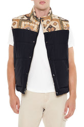 Paisley Colorblock Zip-Up Vest