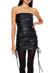 Lace-Up Tube Mini Dress