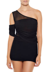 Mesh One-Shoulder Crop Top