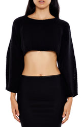 Open-Back Cropped Sweater