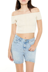 Sweater-Knit Off-the-Shoulder Crop Top
