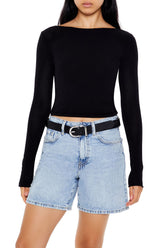Cropped Boat-Neck Sweater