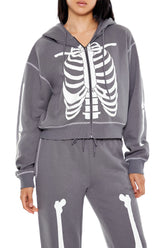 Skeleton Graphic Zip-Up Hoodie