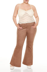 Plus Size Faux Suede Flare Pants