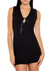 Sleeveless Cutout Bow Mini Dress