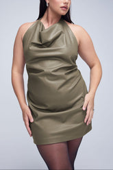 Plus Size Cowl Halter Mini Dress